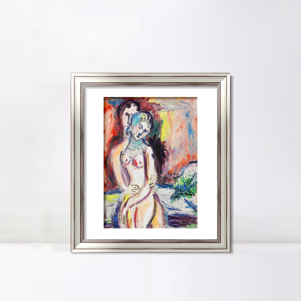 INVIN ART Framed Canvas Art Giclee Print Hug 1 by Marc Chagall Wall Art Room Living Office Home Decorations