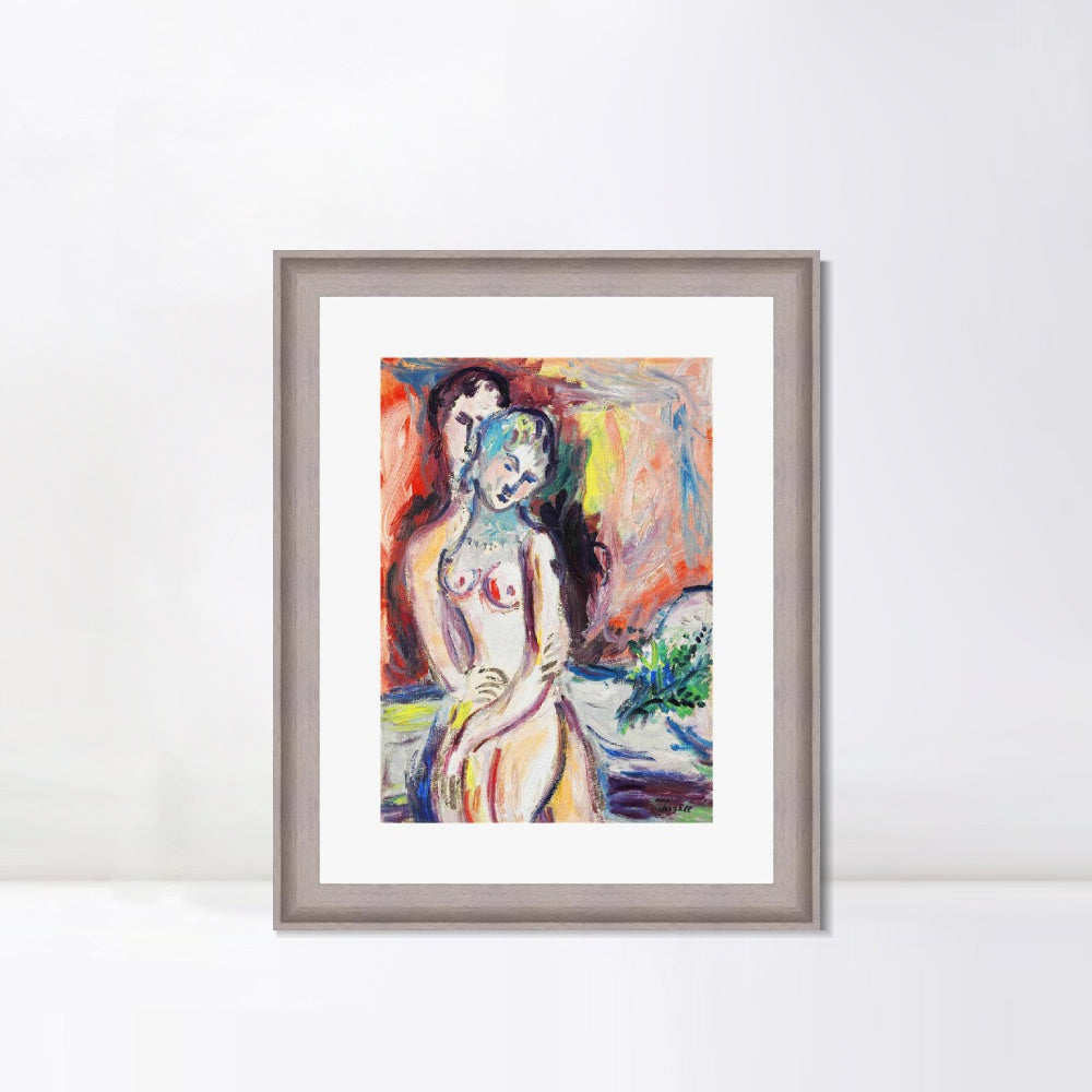 INVIN ART Framed Canvas Art Giclee Print Hug 1 by Marc Chagall Wall Art Room Living Office Home Decorations