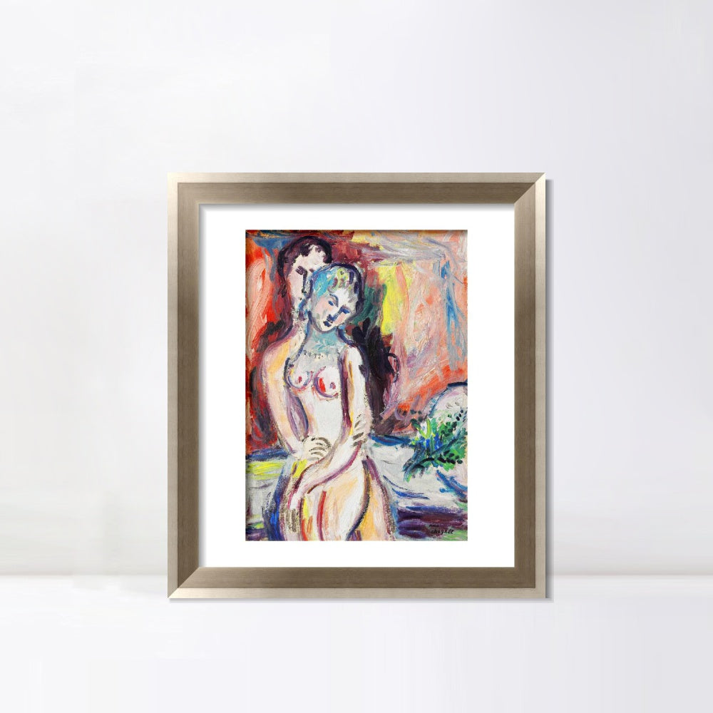 INVIN ART Framed Canvas Art Giclee Print Hug 1 by Marc Chagall Wall Art Room Living Office Home Decorations
