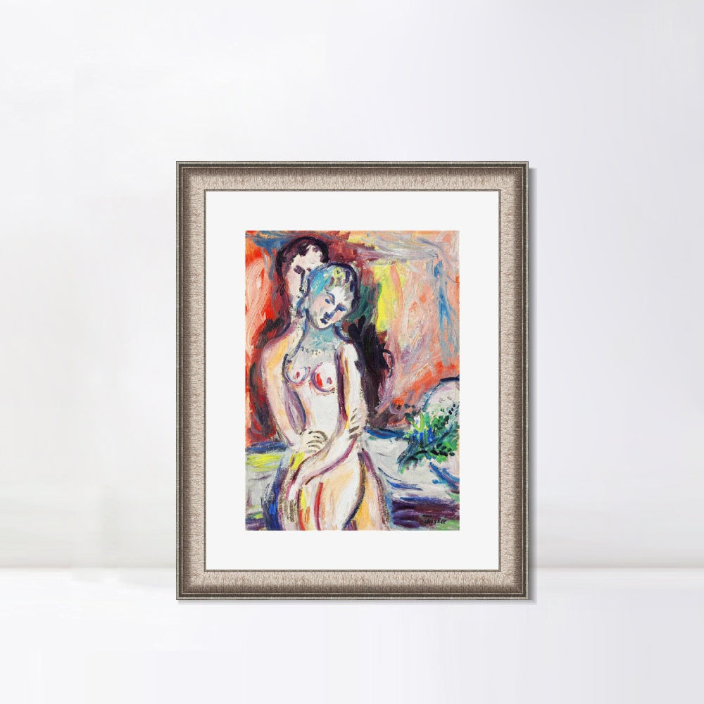 INVIN ART Framed Canvas Art Giclee Print Hug 1 by Marc Chagall Wall Art Room Living Office Home Decorations