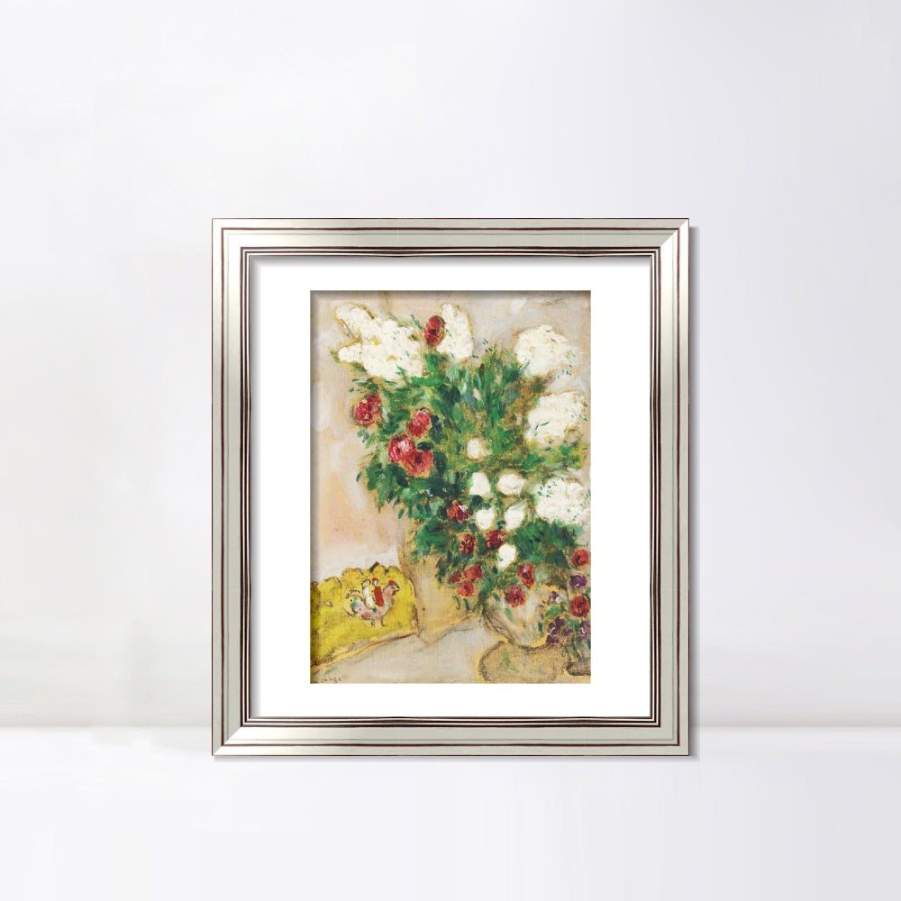 INVIN ART Framed Canvas Art Giclee Print Flower 17 by Marc Chagall Wall Art Room Living Office Home Decorations