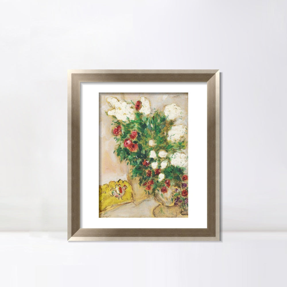 INVIN ART Framed Canvas Art Giclee Print Flower 17 by Marc Chagall Wall Art Room Living Office Home Decorations