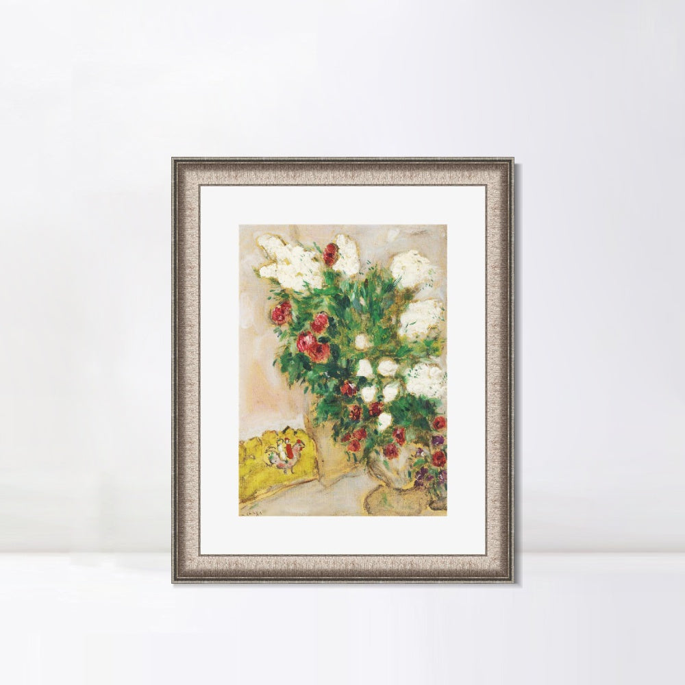 INVIN ART Framed Canvas Art Giclee Print Flower 17 by Marc Chagall Wall Art Room Living Office Home Decorations