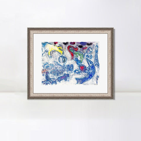 INVIN ART Framed Canvas Art Giclee Print Woman by Marc Chagall Wall Art Room Living Office Home Decorations