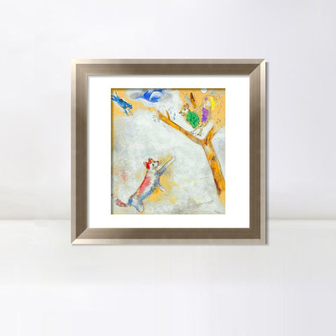 INVIN ART Framed Canvas Art Giclee Print Bird and wolf by Marc Chagall Wall Art Room Living Office Home Decorations