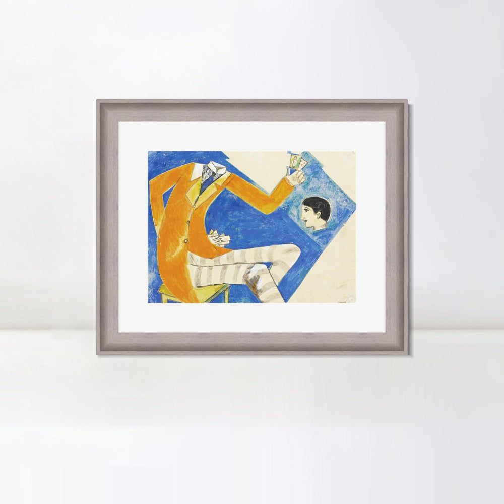 INVIN ART Framed Canvas Art Giclee Print Coat by Marc Chagall Wall Art Room Living Office Home Decorations
