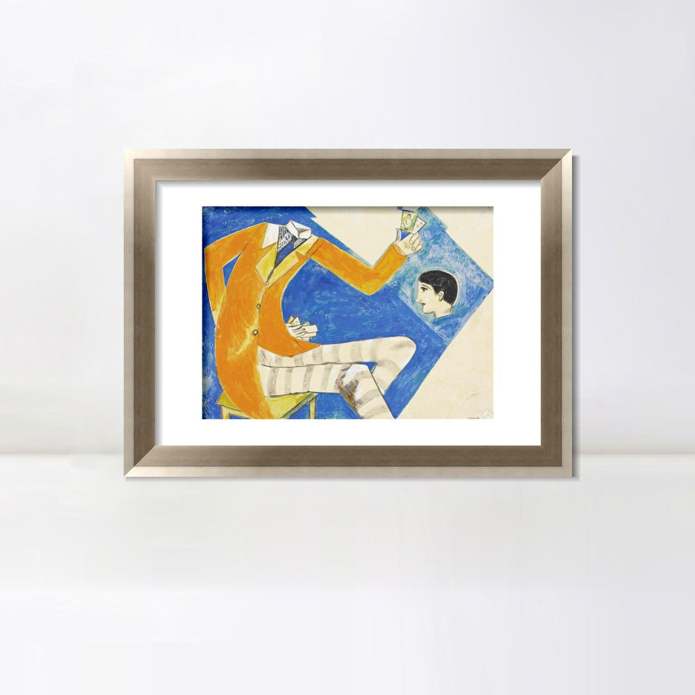 INVIN ART Framed Canvas Art Giclee Print Coat by Marc Chagall Wall Art Room Living Office Home Decorations
