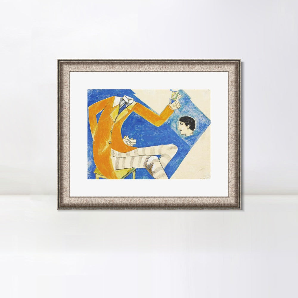 INVIN ART Framed Canvas Art Giclee Print Coat by Marc Chagall Wall Art Room Living Office Home Decorations