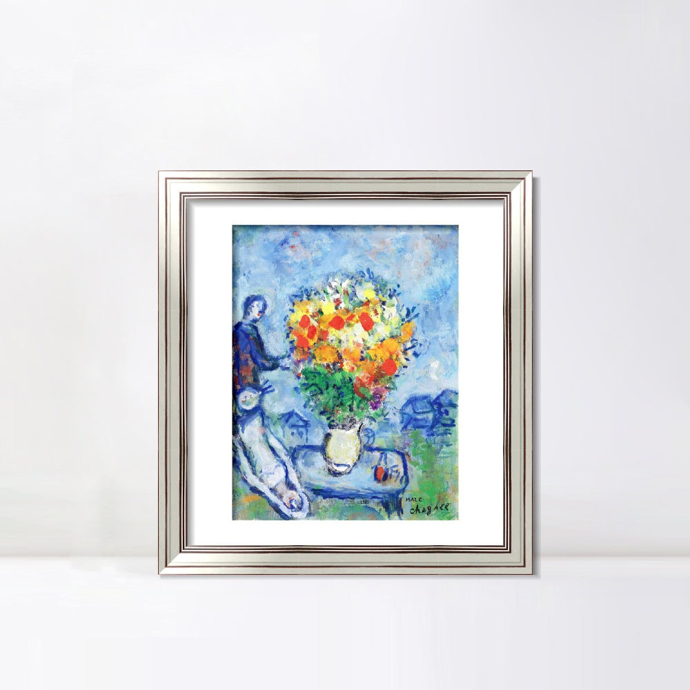 INVIN ART Framed Canvas Art Giclee Print Flower 15 by Marc Chagall Wall Art Room Living Office Home Decorations