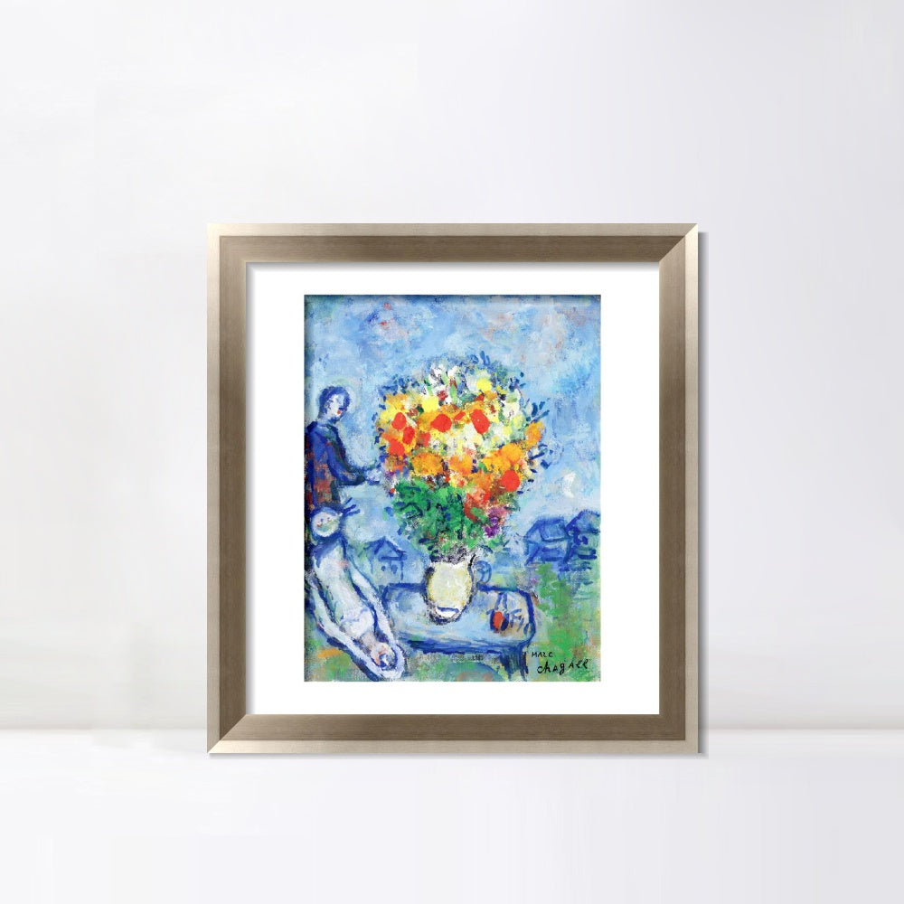 INVIN ART Framed Canvas Art Giclee Print Flower 15 by Marc Chagall Wall Art Room Living Office Home Decorations