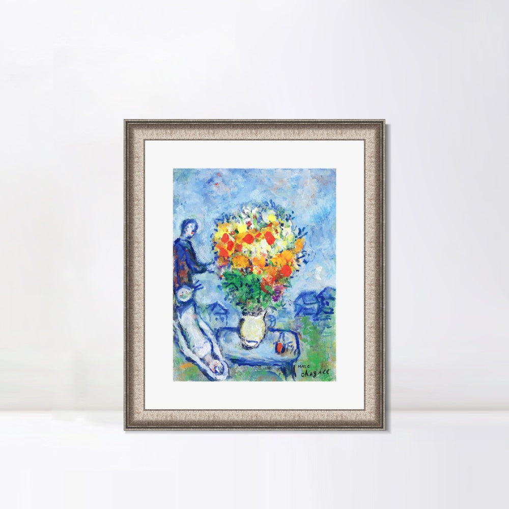 INVIN ART Framed Canvas Art Giclee Print Flower 15 by Marc Chagall Wall Art Room Living Office Home Decorations