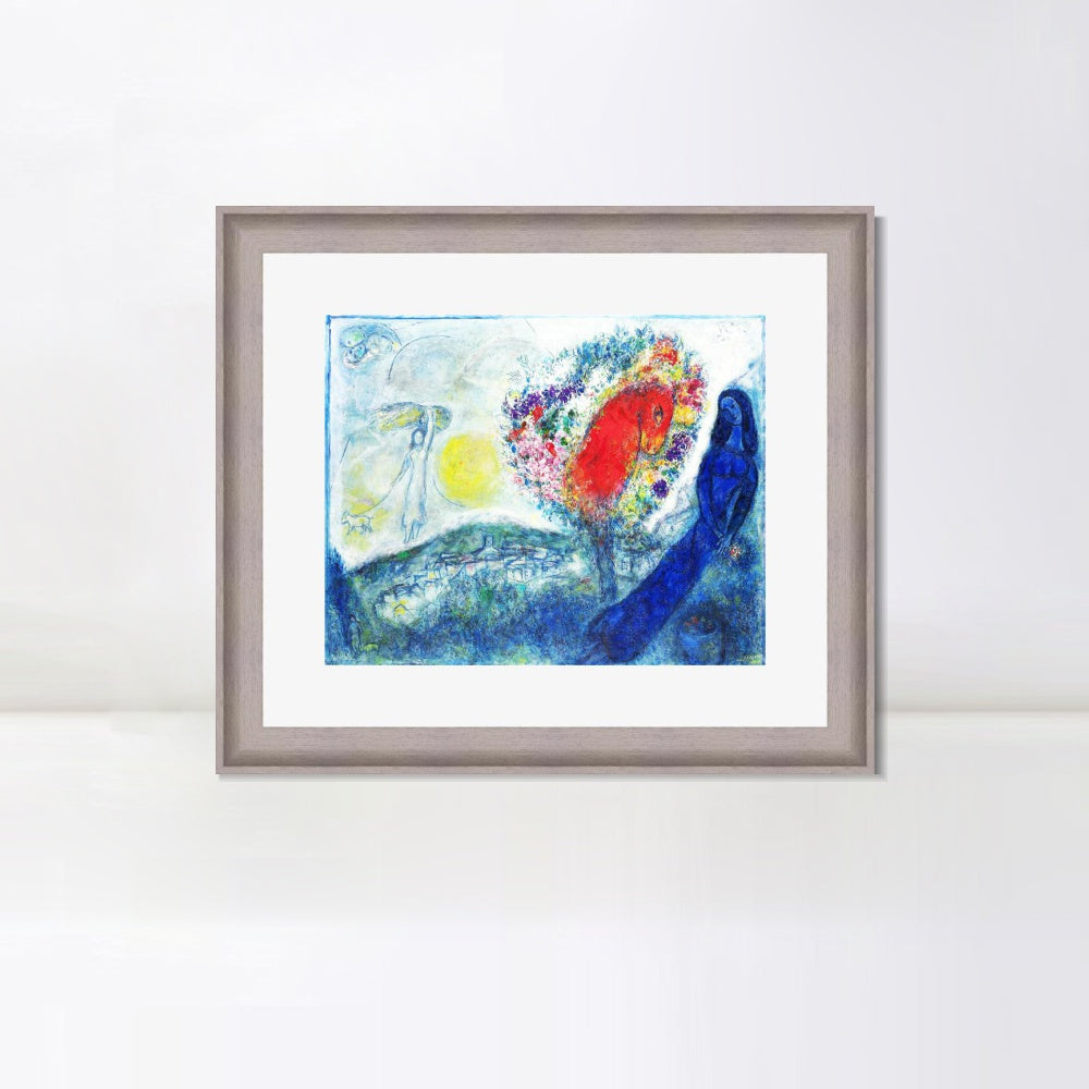 INVIN ART Framed Canvas Art Giclee Print Flower tree by Marc Chagall Wall Art Room Living Office Home Decorations