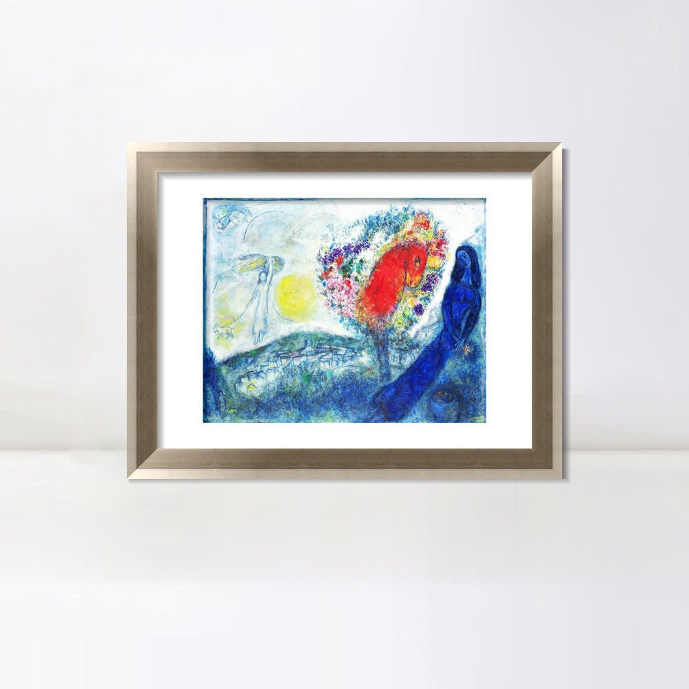 INVIN ART Framed Canvas Art Giclee Print Flower tree by Marc Chagall Wall Art Room Living Office Home Decorations