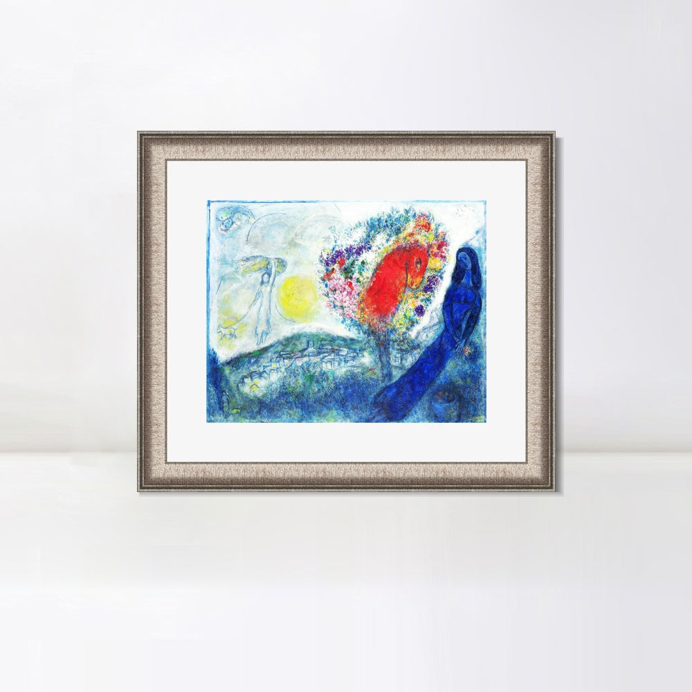 INVIN ART Framed Canvas Art Giclee Print Flower tree by Marc Chagall Wall Art Room Living Office Home Decorations
