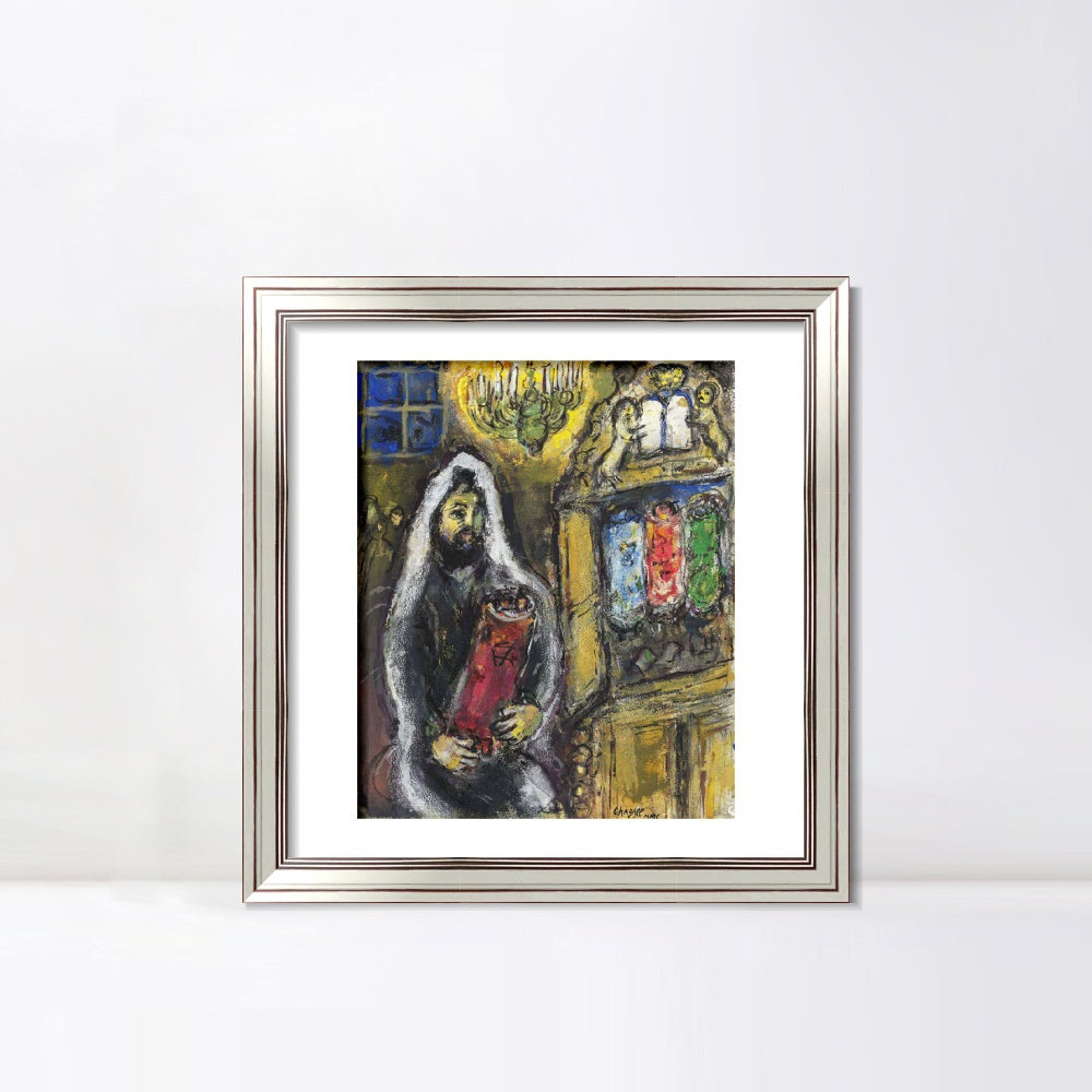 INVIN ART Framed Canvas Art Giclee Print Man in black by Marc Chagall Wall Art Room Living Office Home Decorations