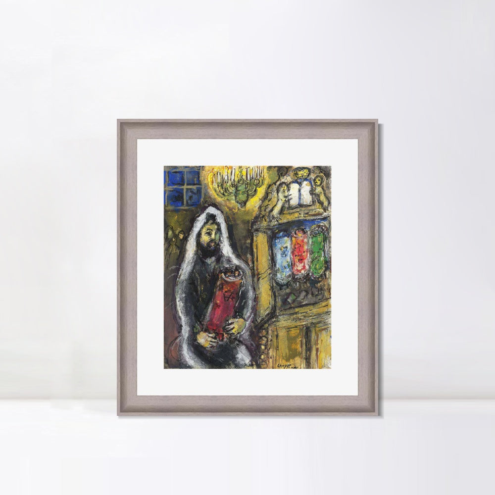 INVIN ART Framed Canvas Art Giclee Print Man in black by Marc Chagall Wall Art Room Living Office Home Decorations