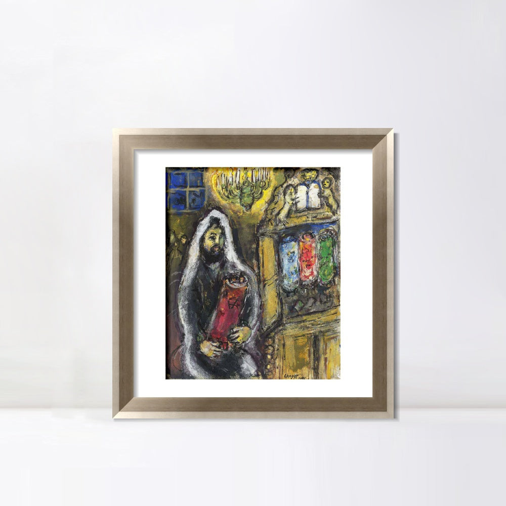 INVIN ART Framed Canvas Art Giclee Print Man in black by Marc Chagall Wall Art Room Living Office Home Decorations
