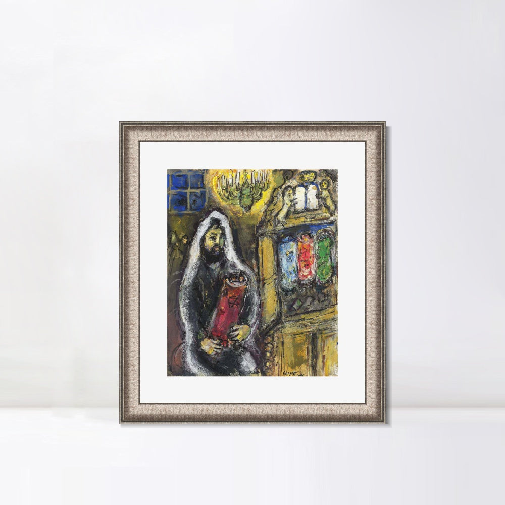 INVIN ART Framed Canvas Art Giclee Print Man in black by Marc Chagall Wall Art Room Living Office Home Decorations