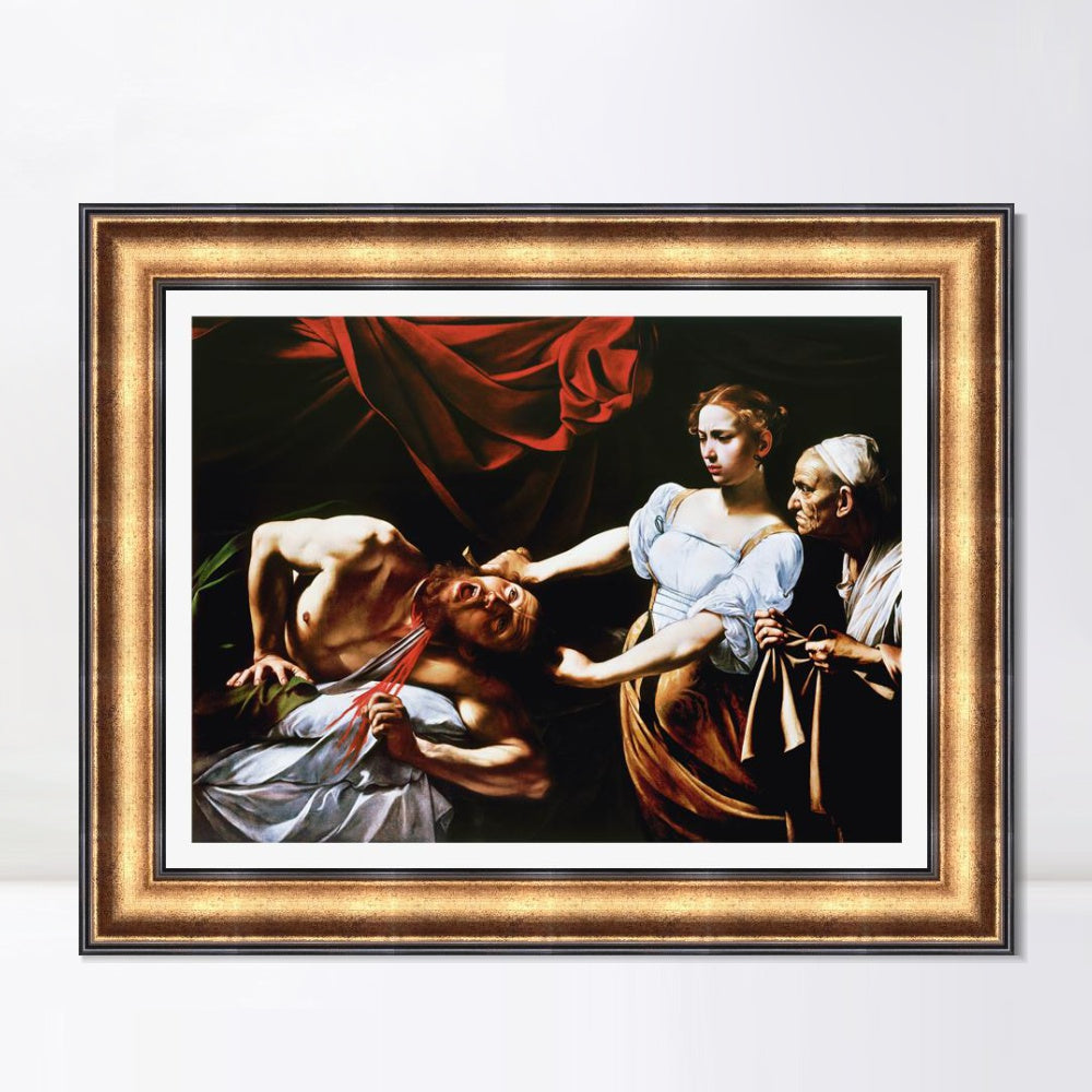 INVIN ART Framed Canvas Art Giclee Print Judith Beheading Holofernes by Michelangelo Merisi da Caravaggio Wall Art