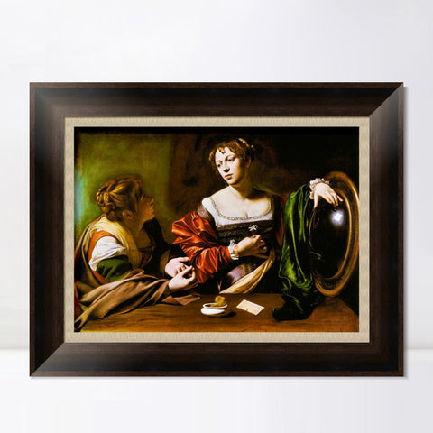 INVIN ART Framed Canvas Art Giclee Print Martha and Mary Magdalene by Michelangelo Merisi da Caravaggio Wall Art Living Room Home Office Decorations