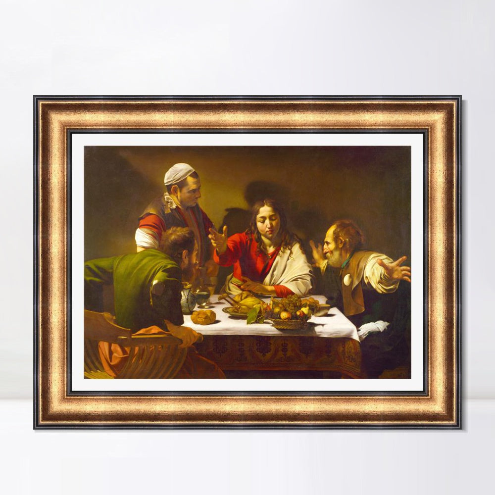 INVIN ART Framed Canvas Art Giclee Print The Supper at Emmaus by Michelangelo Merisi da Caravaggio Wall Art