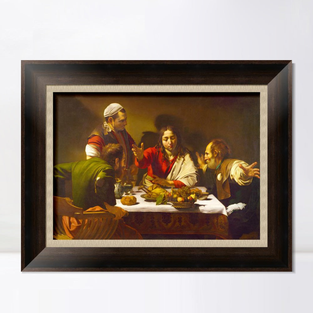 INVIN ART Framed Canvas Art Giclee Print The Supper at Emmaus by Michelangelo Merisi da Caravaggio Wall Art