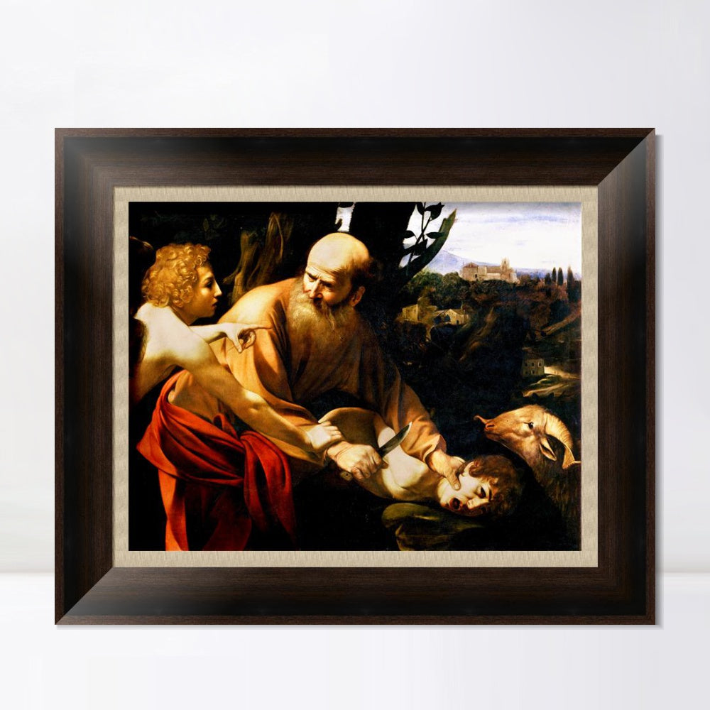INVIN ART Framed Canvas Art Giclee Print The Sacrifice of Isaac by Michelangelo Merisi da Caravaggio Wall Art