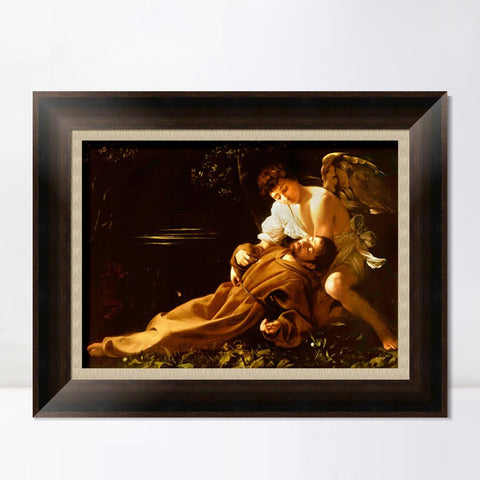 INVIN ART Framed Canvas Art Giclee Print St. Francis in Ecstasy by Michelangelo Merisi da Caravaggio Wall Art Living Room Home Office Decorations