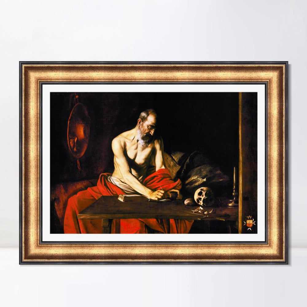 INVIN ART Framed Canvas Art Giclee Print St Jerome by Michelangelo Merisi da Caravaggio Wall Art
