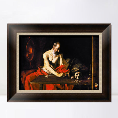 INVIN ART Framed Canvas Art Giclee Print St Jerome by Michelangelo Merisi da Caravaggio Wall Art Living Room Home Office Decorations