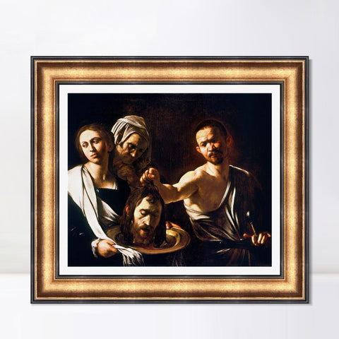 INVIN ART Framed Canvas Art Giclee Print Salome with The Head of St John The Baptist by Michelangelo Merisi da Caravaggio Wall Art Living Room Home Office Decorations