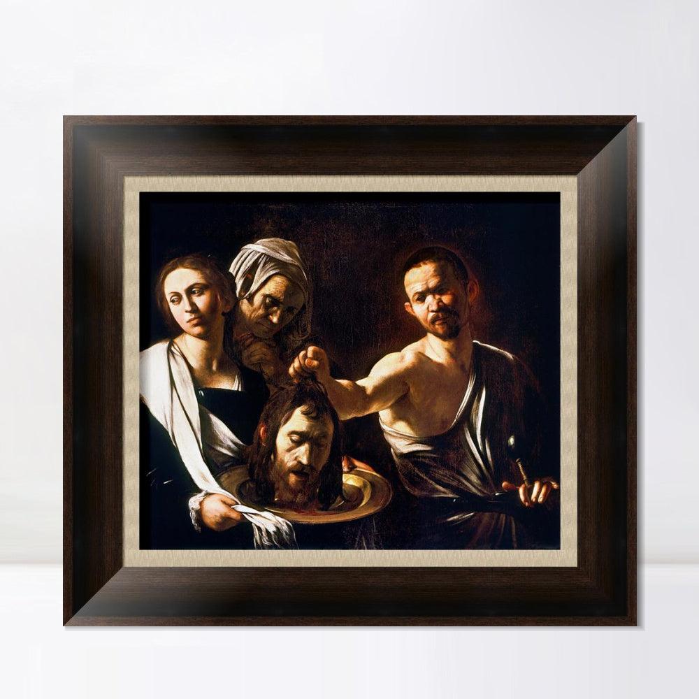 INVIN ART Framed Canvas Art Giclee Print Salome with The Head of St John The Baptist by Michelangelo Merisi da Caravaggio Wall Art