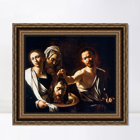 INVIN ART Framed Canvas Art Giclee Print Salome with The Head of St John The Baptist by Michelangelo Merisi da Caravaggio Wall Art Living Room Home Office Decorations