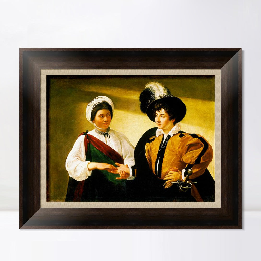 INVIN ART Framed Canvas Art Giclee Print The fortune teller 2 by Michelangelo Merisi da Caravaggio Wall Art