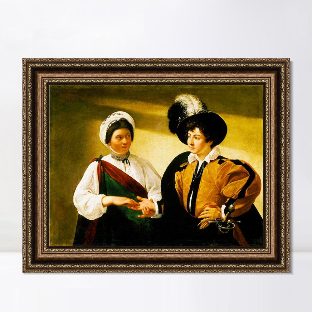 INVIN ART Framed Canvas Art Giclee Print The fortune teller 2 by Michelangelo Merisi da Caravaggio Wall Art