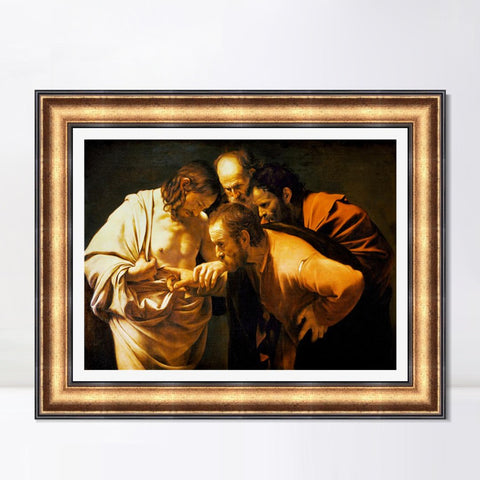 INVIN ART Framed Canvas Art Giclee Print The Incredulity of Saint Thomas by Michelangelo Merisi da Caravaggio Wall Art Living Room Home Office Decorations