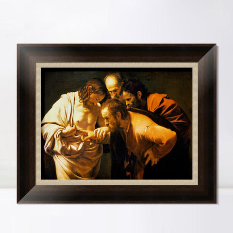 INVIN ART Framed Canvas Art Giclee Print The Incredulity of Saint Thomas by Michelangelo Merisi da Caravaggio Wall Art Living Room Home Office Decorations