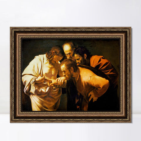 INVIN ART Framed Canvas Art Giclee Print The Incredulity of Saint Thomas by Michelangelo Merisi da Caravaggio Wall Art Living Room Home Office Decorations