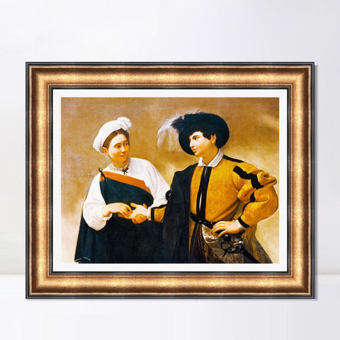 INVIN ART Framed Canvas Art Giclee Print The Fortune Teller by Michelangelo Merisi da Caravaggio Wall Art Living Room Home Office Decorations