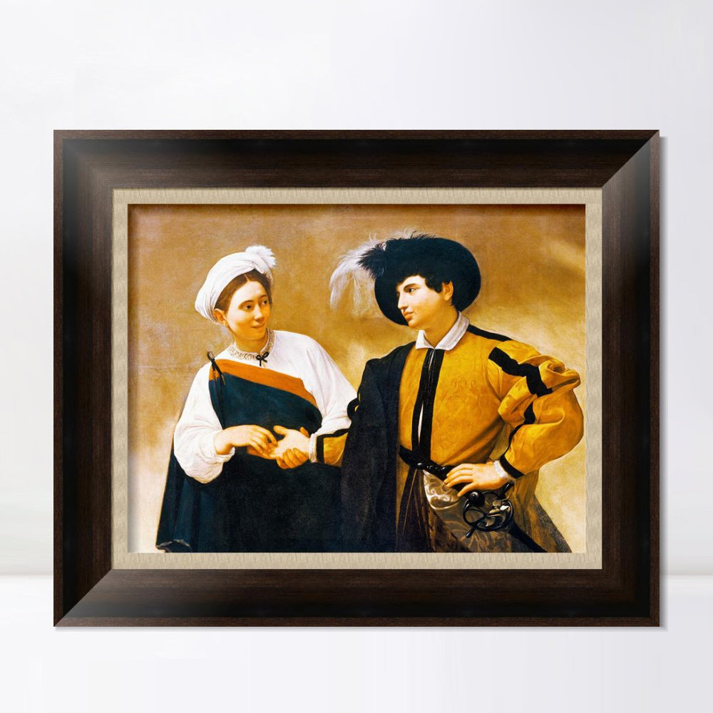 INVIN ART Framed Canvas Art Giclee Print The Fortune Teller by Michelangelo Merisi da Caravaggio Wall Art