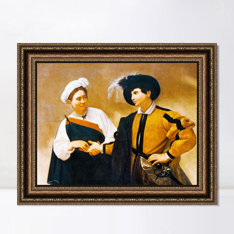 INVIN ART Framed Canvas Art Giclee Print The Fortune Teller by Michelangelo Merisi da Caravaggio Wall Art Living Room Home Office Decorations