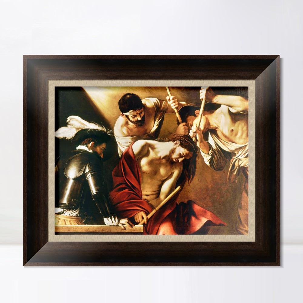 INVIN ART Framed Canvas Art Giclee Print The Crowning with Thorns by Michelangelo Merisi da Caravaggio Wall Art