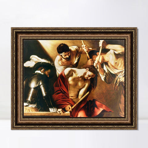 INVIN ART Framed Canvas Art Giclee Print The Crowning with Thorns by Michelangelo Merisi da Caravaggio Wall Art Living Room Home Office Decorations