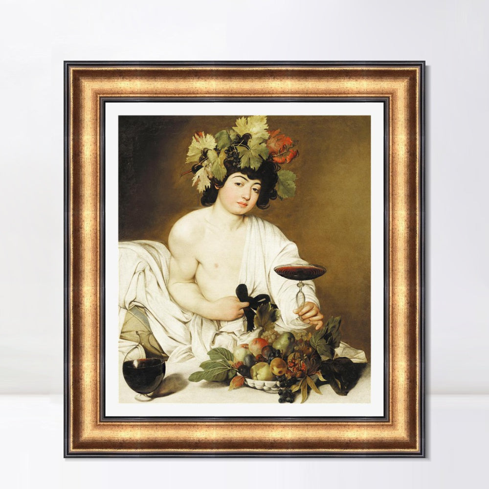INVIN ART Framed Canvas Art Giclee Print Bacchus by Michelangelo Merisi da Caravaggio Wall Art