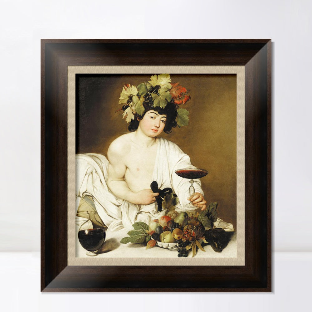 INVIN ART Framed Canvas Art Giclee Print Bacchus by Michelangelo Merisi da Caravaggio Wall Art