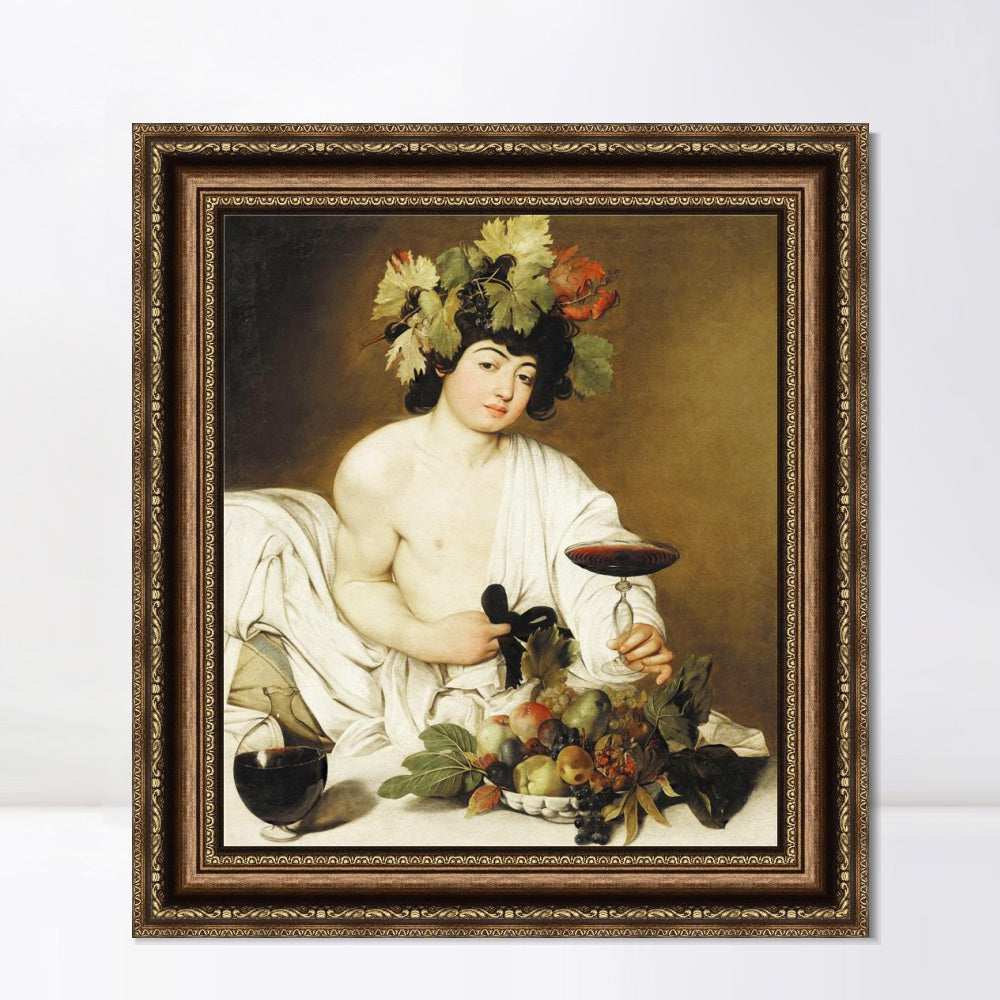 INVIN ART Framed Canvas Art Giclee Print Bacchus by Michelangelo Merisi da Caravaggio Wall Art