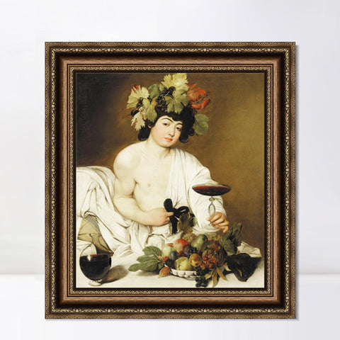 INVIN ART Framed Canvas Art Giclee Print Bacchus by Michelangelo Merisi da Caravaggio Wall Art Living Room Home Office Decorations