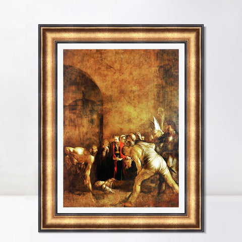 INVIN ART Framed Canvas Art Giclee Print Burial of St Lucy by Michelangelo Merisi da Caravaggio Wall Art Living Room Home Office Decorations