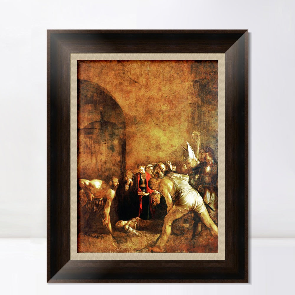 INVIN ART Framed Canvas Art Giclee Print Burial of St Lucy by Michelangelo Merisi da Caravaggio Wall Art