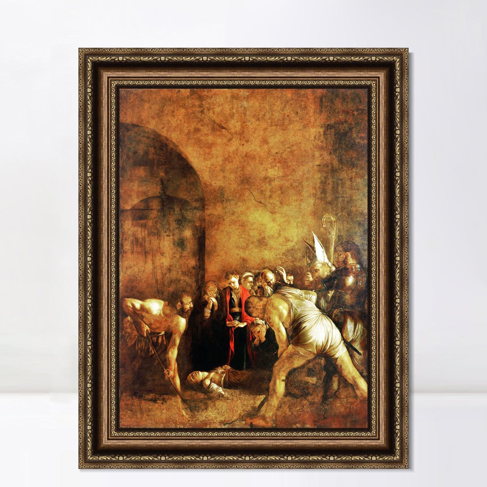 INVIN ART Framed Canvas Art Giclee Print Burial of St Lucy by Michelangelo Merisi da Caravaggio Wall Art